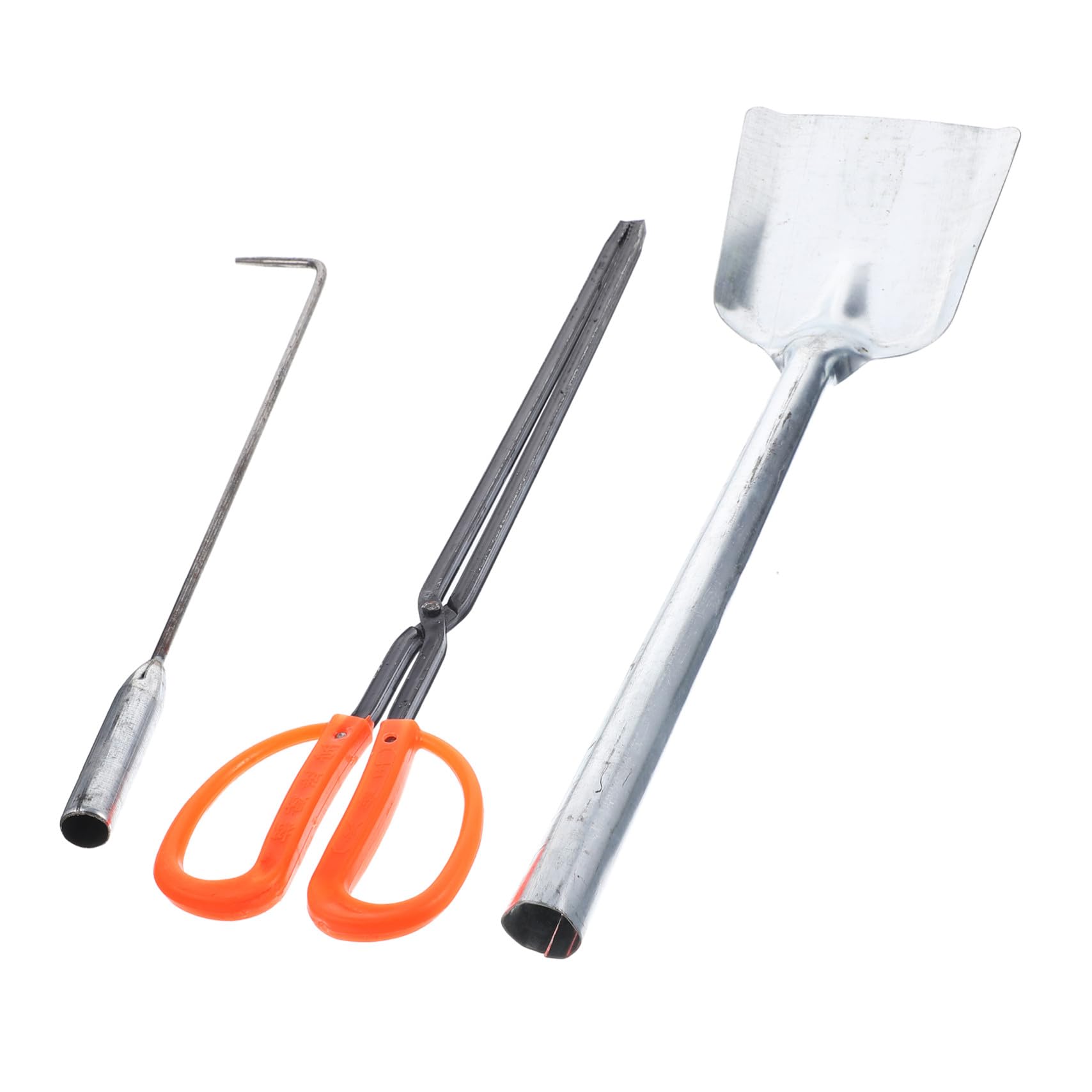 GLEAVI Set Attrezzi per Caminetto 3 Pezzi Pala in Ferro, Attizzatoio e Gancio Antincendio Ergonomici per Uso Domestico e Giardino, Accessori Invernali per Riscaldamento e Caminetti