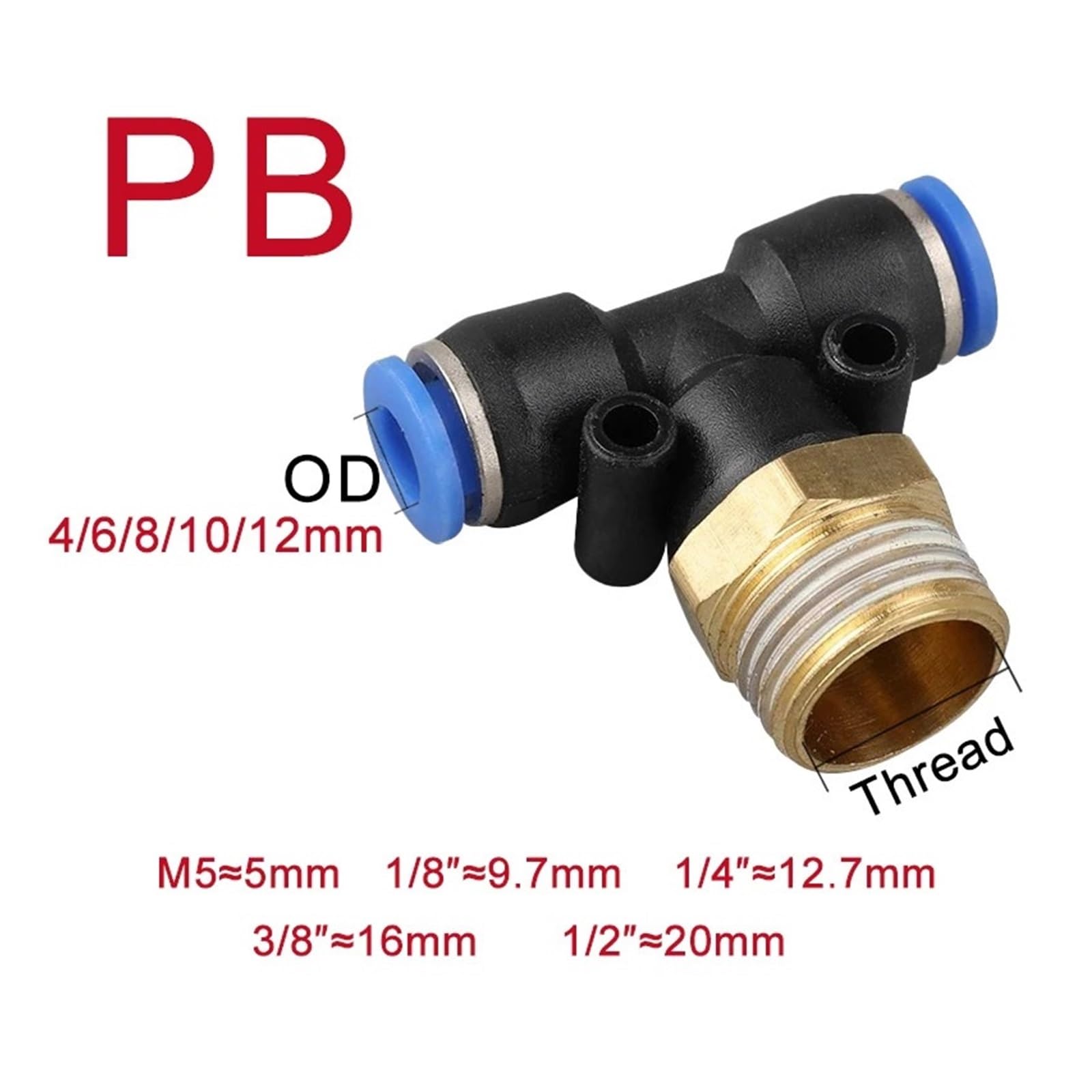 Zestaw złączek pneumatycznych Złączki pneumatyczne PC PCF SL PB PL 4mm-12mm M5 3/4 1/2 Szybkozłącza z gwintem 5 szt.(Od12mm-3i8,SL (5PCS))