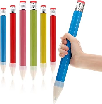 Tinlade 6 Pcs Wooden Jumbo Pencils for Prop, Funny Huge Giant Pencil 14 Inch for Home and School Supplies, Kids, PreschoolersMulticolored