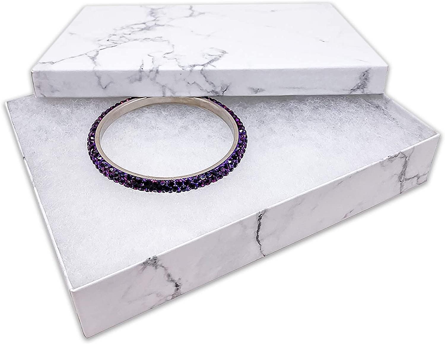 TheDisplayGuys 25-Pack #85 Cotton Filled Cardboard Paper Jewelry Box Gift Case - Marble White (8 1/8" x 5 5/8" x 1 5/16") 8.1 x 5.6 x 1.3