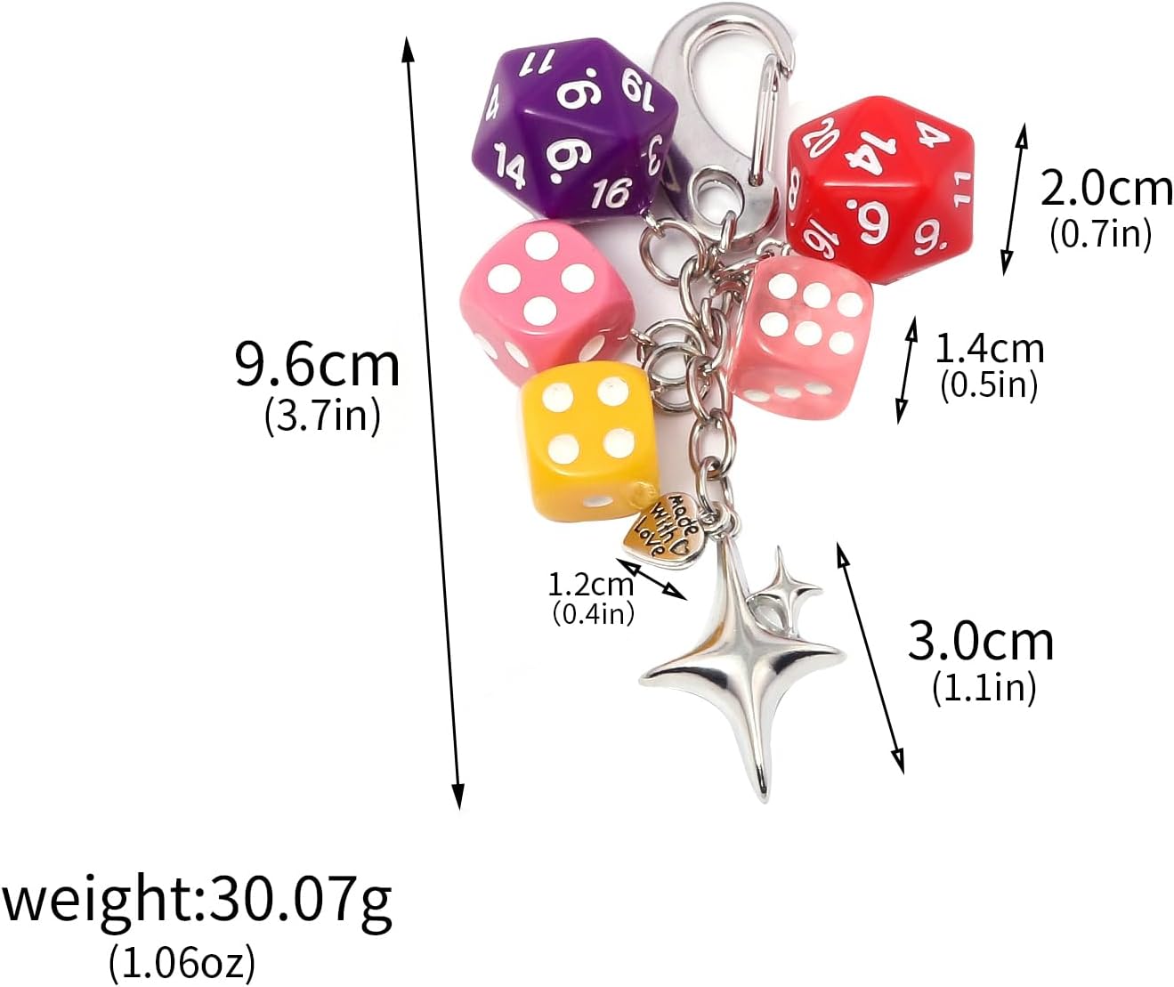 8 Ball Dice Charm Keychain - Cute Bag Purse Handbag Accessories - Y2K Aesthetic Key Chain for Women Men - Image 2