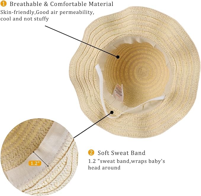 Sombrero de paja para bebé con lazo para crear recuerdos inolvidables bajo el sol 5