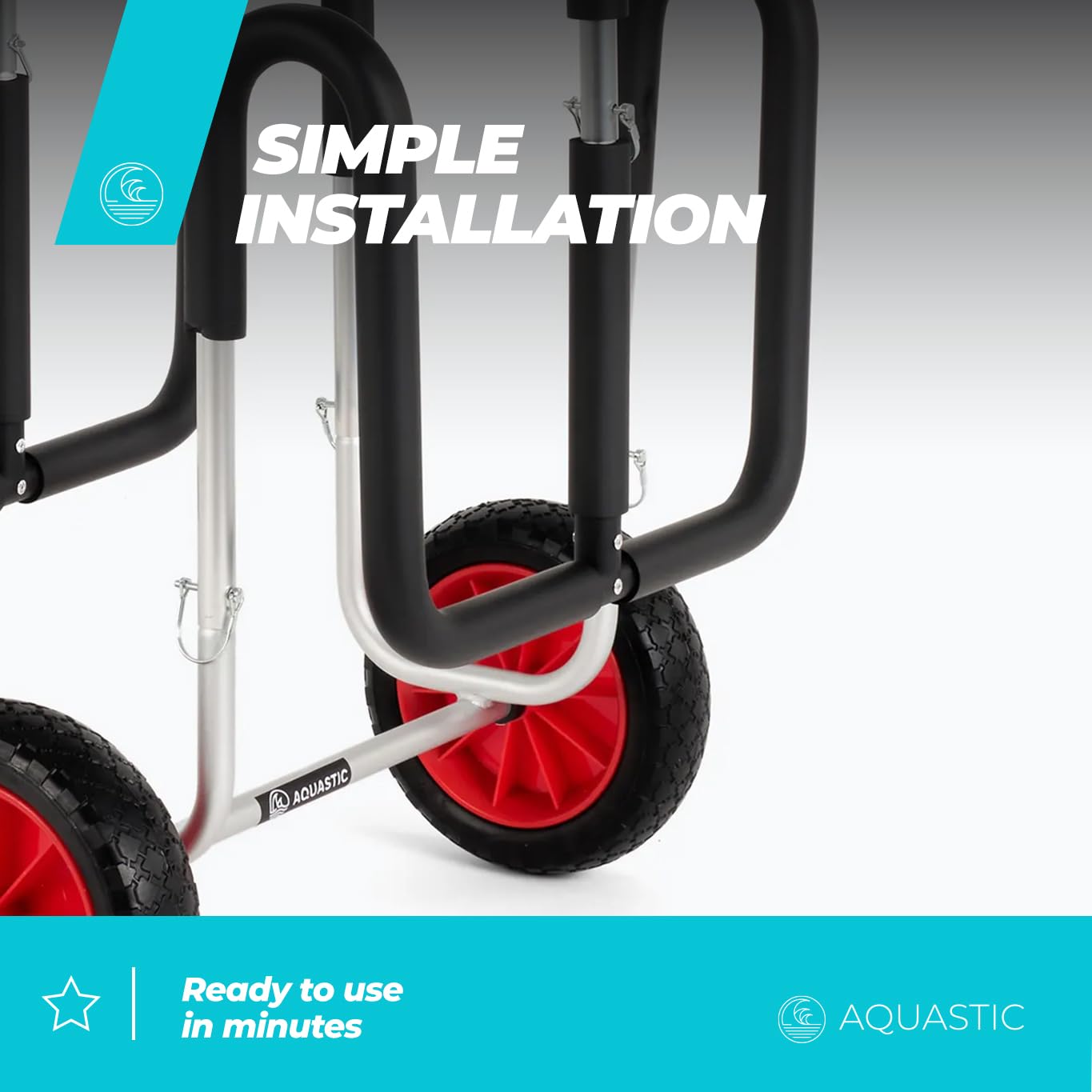 AQUASTIC SUP und Paddleboarding Trolley | Transport von 2 SUP-Boards | Leichte Aluminium-Konstruktion Tragkraft 60 kg | Wartungsfreie 10-Zoll-Räder | Einfache Montage | Kratzschutz