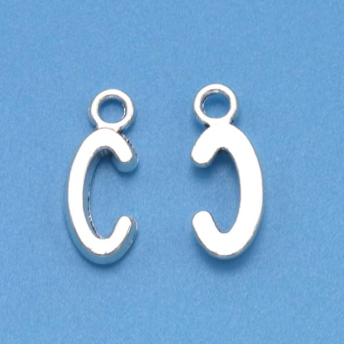 Miniatura 6 de HEALLILY Dijes con letras del alfabeto inglés para hacer joyas, 50 piezas (plata antigua), aleación, Aleación.
