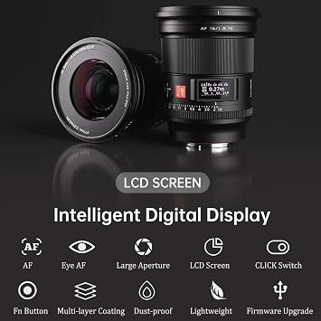 VILTROX 16mm f/1.8 F1.8 FE Auto Focus Full Frame Large Aperture Ultra Wide Angle Lens Built-in LCD Screen for Sony E-Mount Cameras A7 A7II A7III A7R A7RII A7RIII A7RIV A7S A7SII A9 A7C