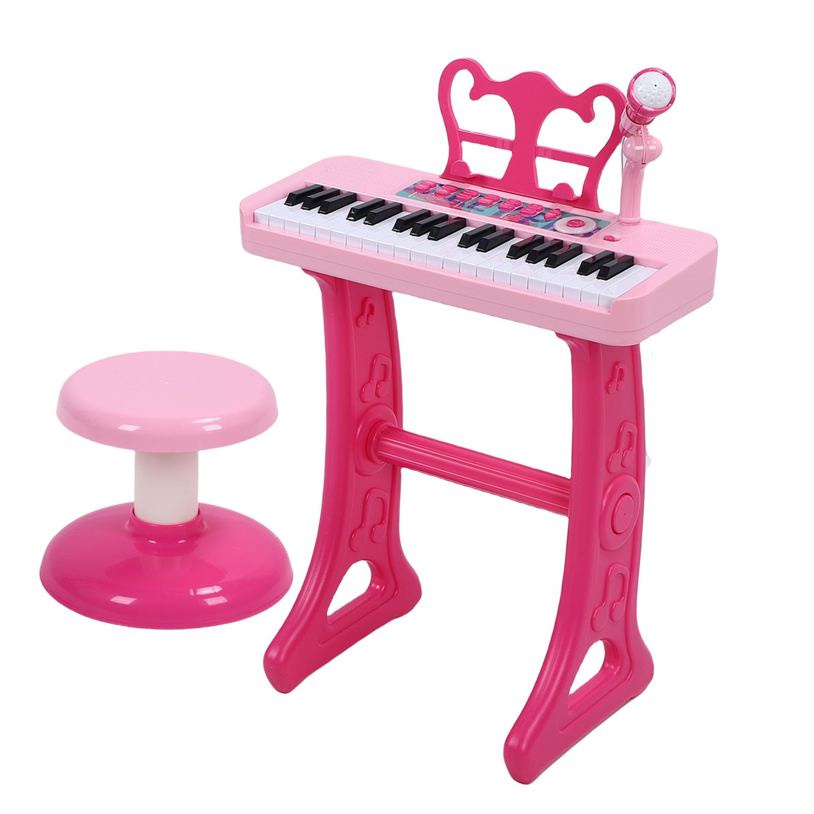Jiawu 37 Klawiszy Klawiatura Fortepianowa dla Maluchów, 22 Utwory Demonstracyjne 4 Rytmy 4 Brzmienia Instrumentów Elektroniczny Instrument Muzyczny, Pianino dla Dzieci z Mikrofonem Podstawka Pod Nuty