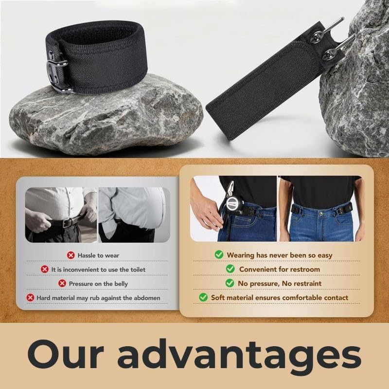 Cinturón elástico con gancho sin hebilla para exteriores y senderismo 3
