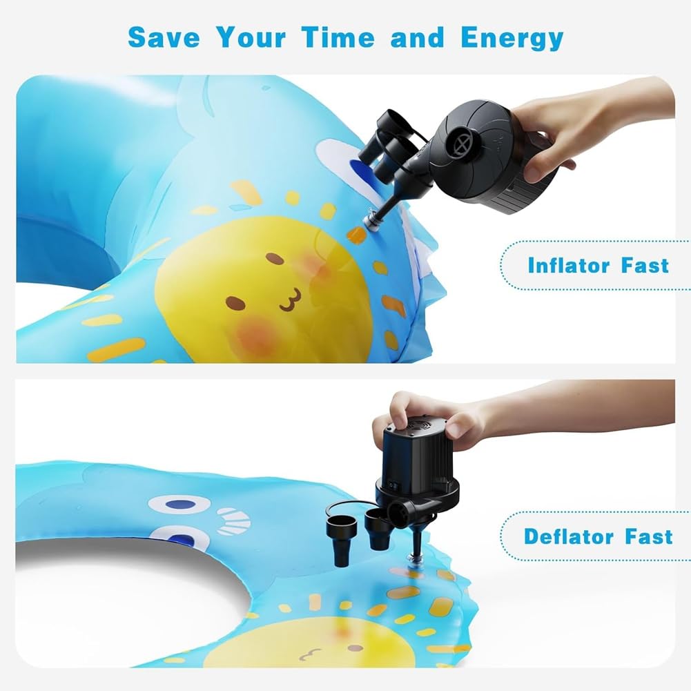 Pompa Ad Aria Elettrica 2-in-1 - Gonfia E Sgonfia Con 3 Ugelli Per