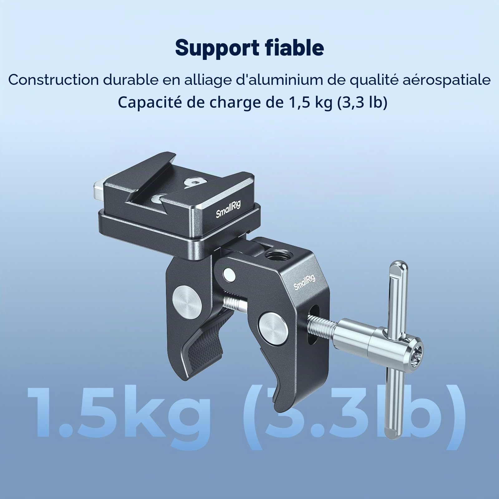 SMALLRIG Pince en V en forme de crabe pour piles, 15-40 mm, pince antidérapante | Charge maximale de 1,5 kg pour trépieds, pieds d'éclairage, anneaux portatifs