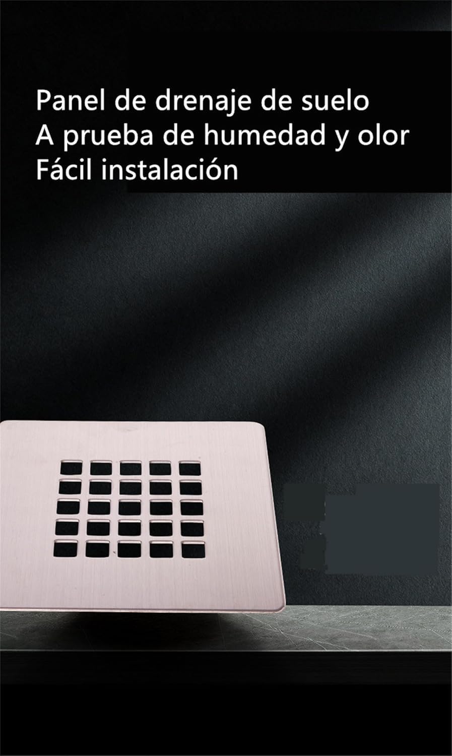Rejilla Cubretapón para Plato de Ducha Stone, Acero Inoxidable, Fácil de Limpiar, Color Cromo Acero Cepillado， 125x125 mm