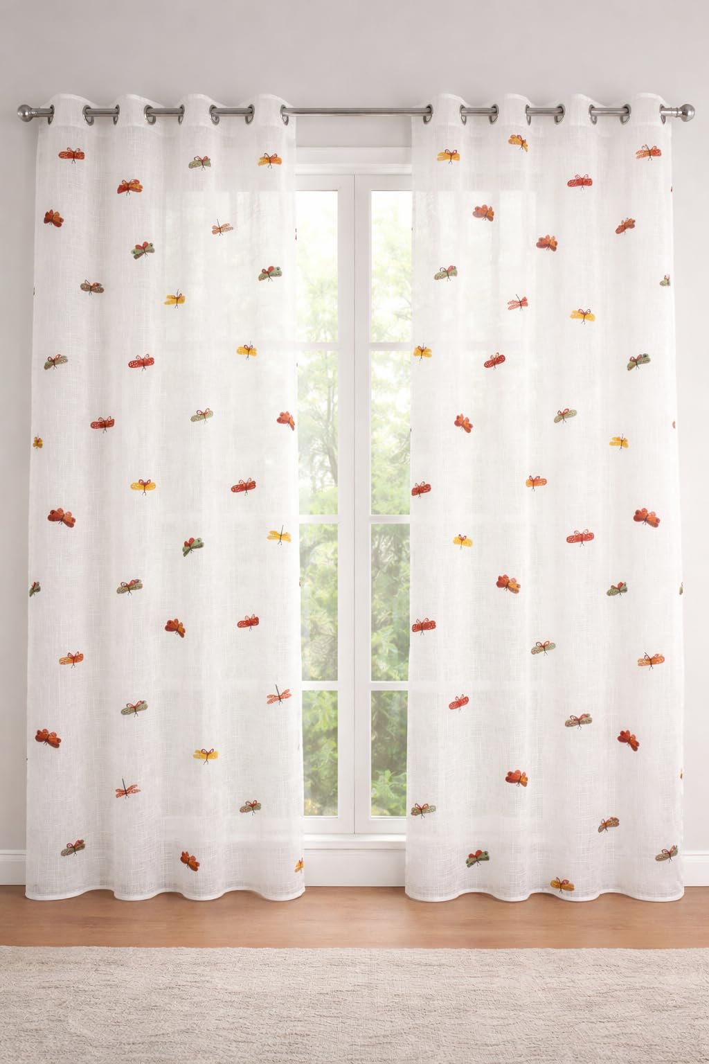 THE LINEN COMPANY Cotton Sheer Printed Curtain for Window Bedroom and Living Roonm Home décor Set of 2 (06.5 Feet,Dragon Print)