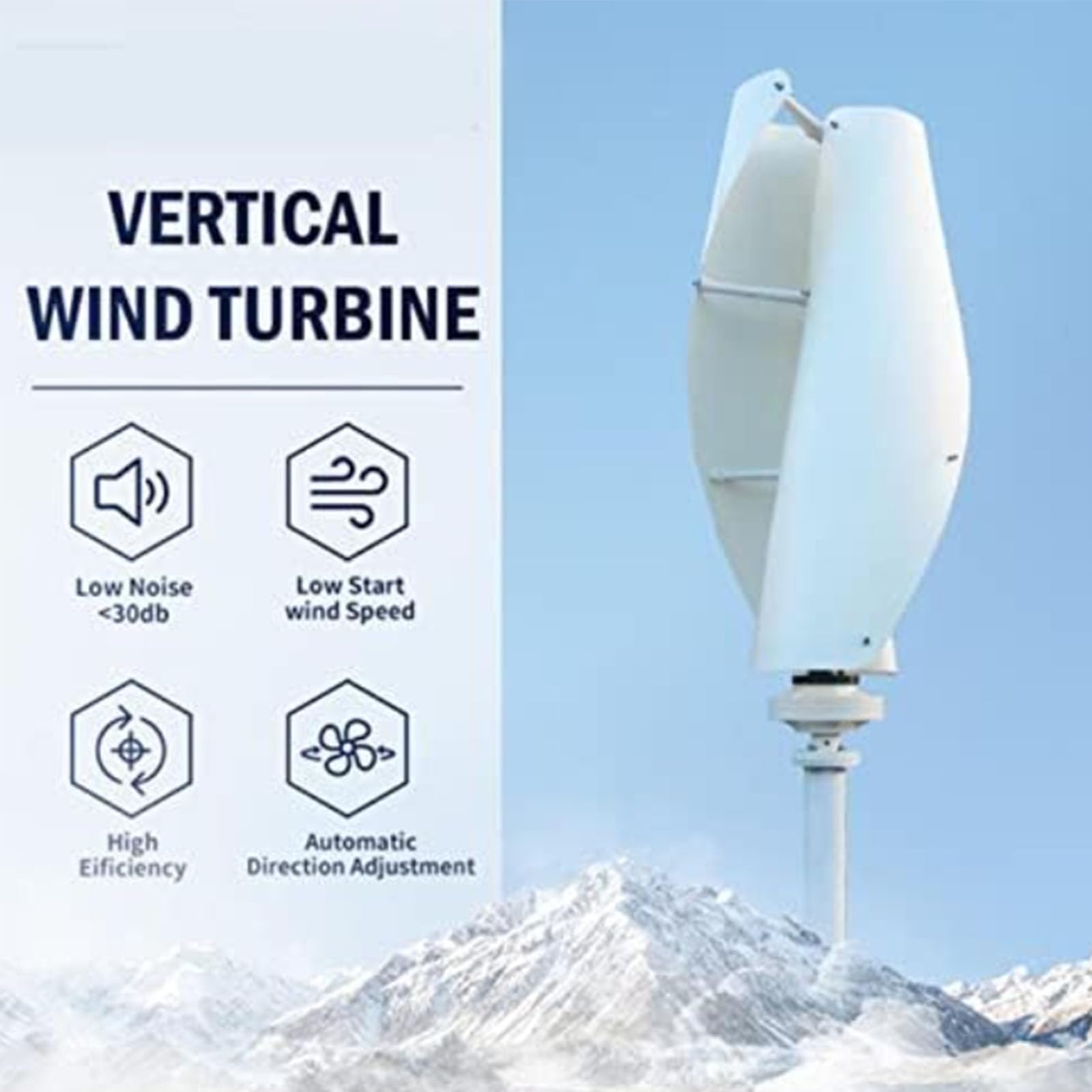 Generatore Eolico a Asse Verticale da 12000W a Basso Rumore,24v | Sistema Eolico Off-Grid a Bassa Velocità di Avvio 12V 24V 48V con Controllore Inverter