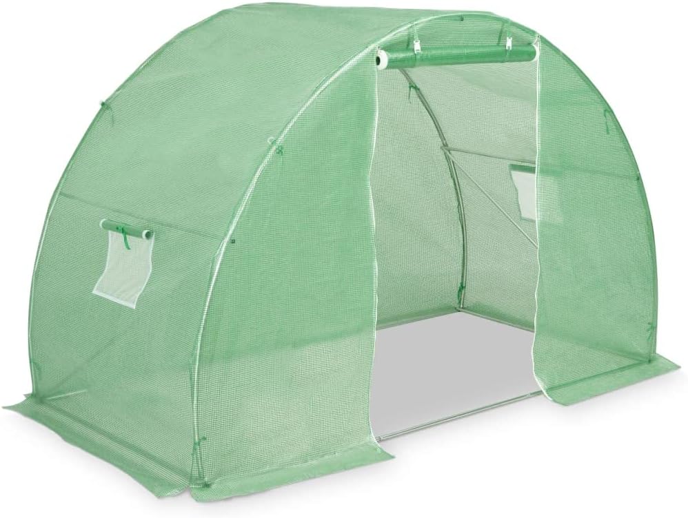 vidaXL Outdoor Greenhouse – 48.4 ft², PE Mesh Fabric and Galvanized Steel Frame, with 2 Windows and 1 Door, Easy Assembly, Enhanced Plant Protection