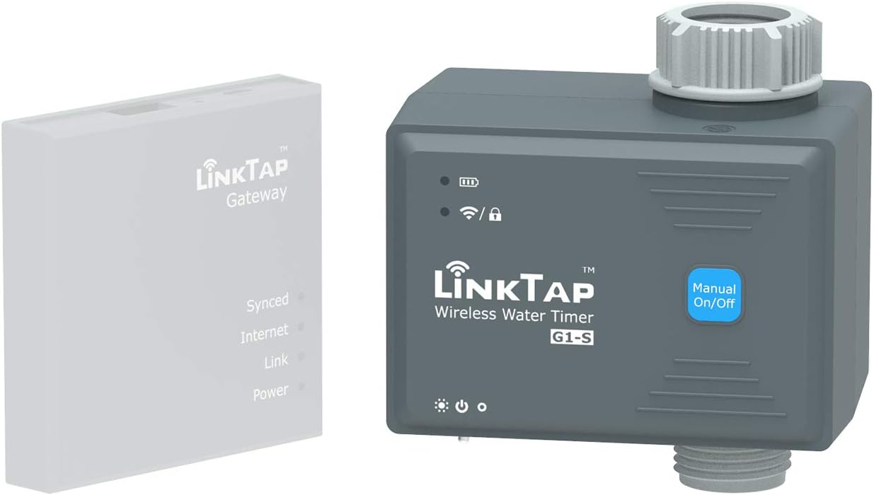 G1S Wireless Water Timer (Gateway Not Included), Smart Irrigation Controller for Lawns & Gardens, Easy Install, Weather Aware, Greater Range than WiFi, App & Smart Assistant, IP66 Waterproof