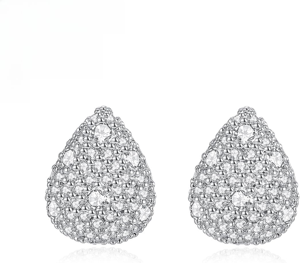 14K Gold Micro-Pave Moissanite Teardrop Earrings, Elegant & Chic