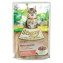 Stuzzy, Cibo Umido per Gatti al Salmone, in Bocconcini – (24 buste da 85g)