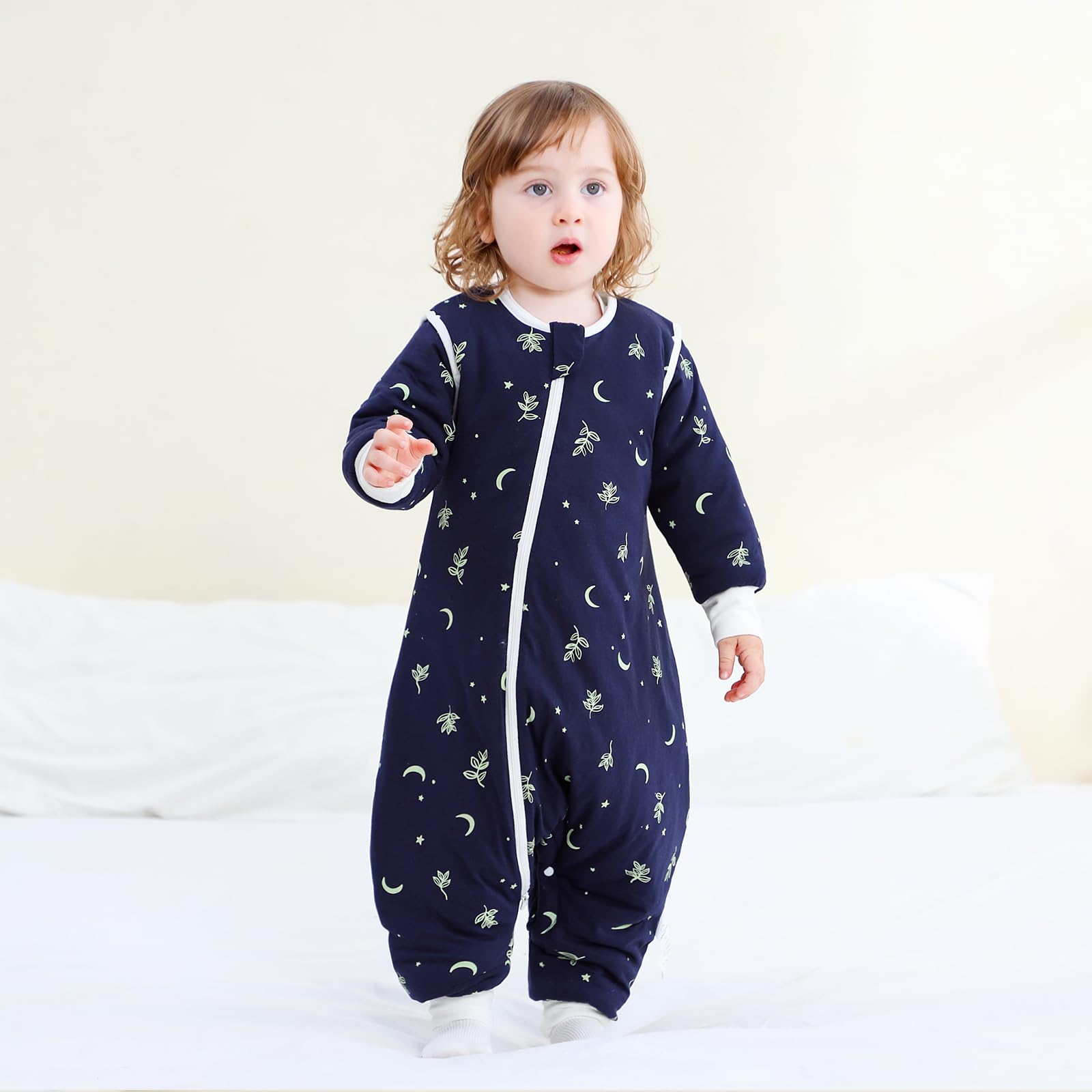 Schlafsack mit Füßen 3.5 TOG Baumwolle Mondlichtblätter L