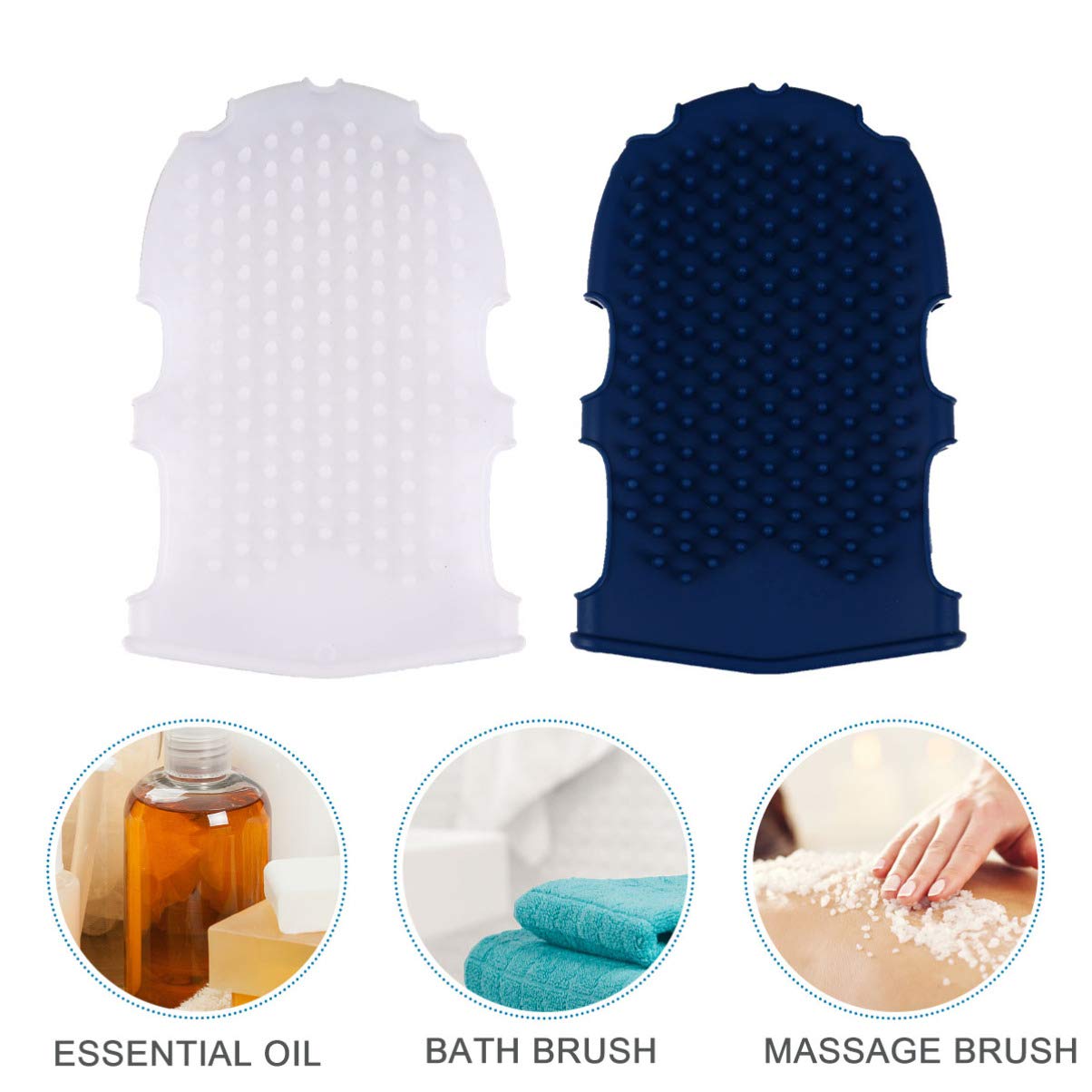 COHEALI 2 guantes de silicona para baño, cepillos de masaje, guantes de baño, cepillos de masaje de silicona para hombres y mujeres (color al azar)