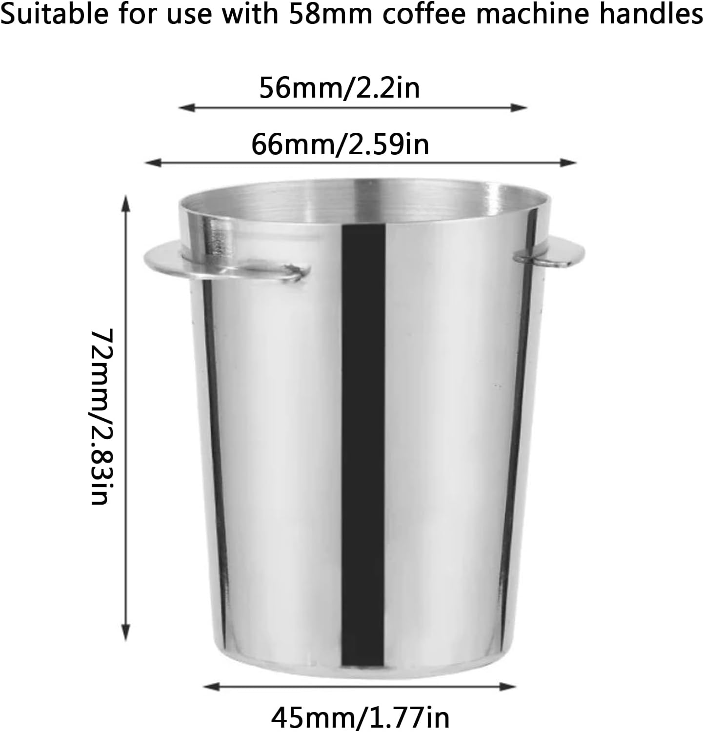 58 mm Dosing Cup, 304 Stainless Steel Coffee Portafilter Dosing Cup, Cup Powder Supply, Seamless Powder Connection, No Spill, for 58 mm Espresso Machine, Barista, Home, Cafe, Silver image 2