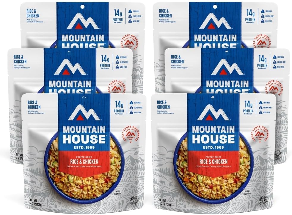 Mountain House Rice & Chicken | Freeze Dried Backpacking & Camping Food |6-Pack | Gluten-Free
