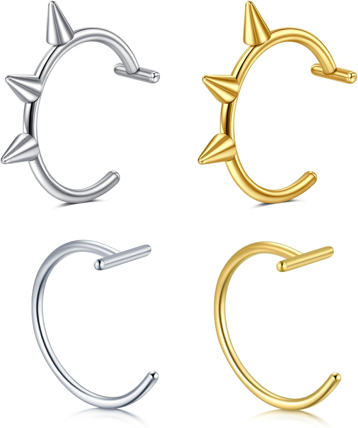QWALIT Fake Nose Ring Fake Lip Piercing Fake Lip Ring Fake Nose Ring Hoop Fake Snake Bites Fake Lip Piercings Faux Lip Rings Fake Nose Piercing Clip on Nose Ring Spring