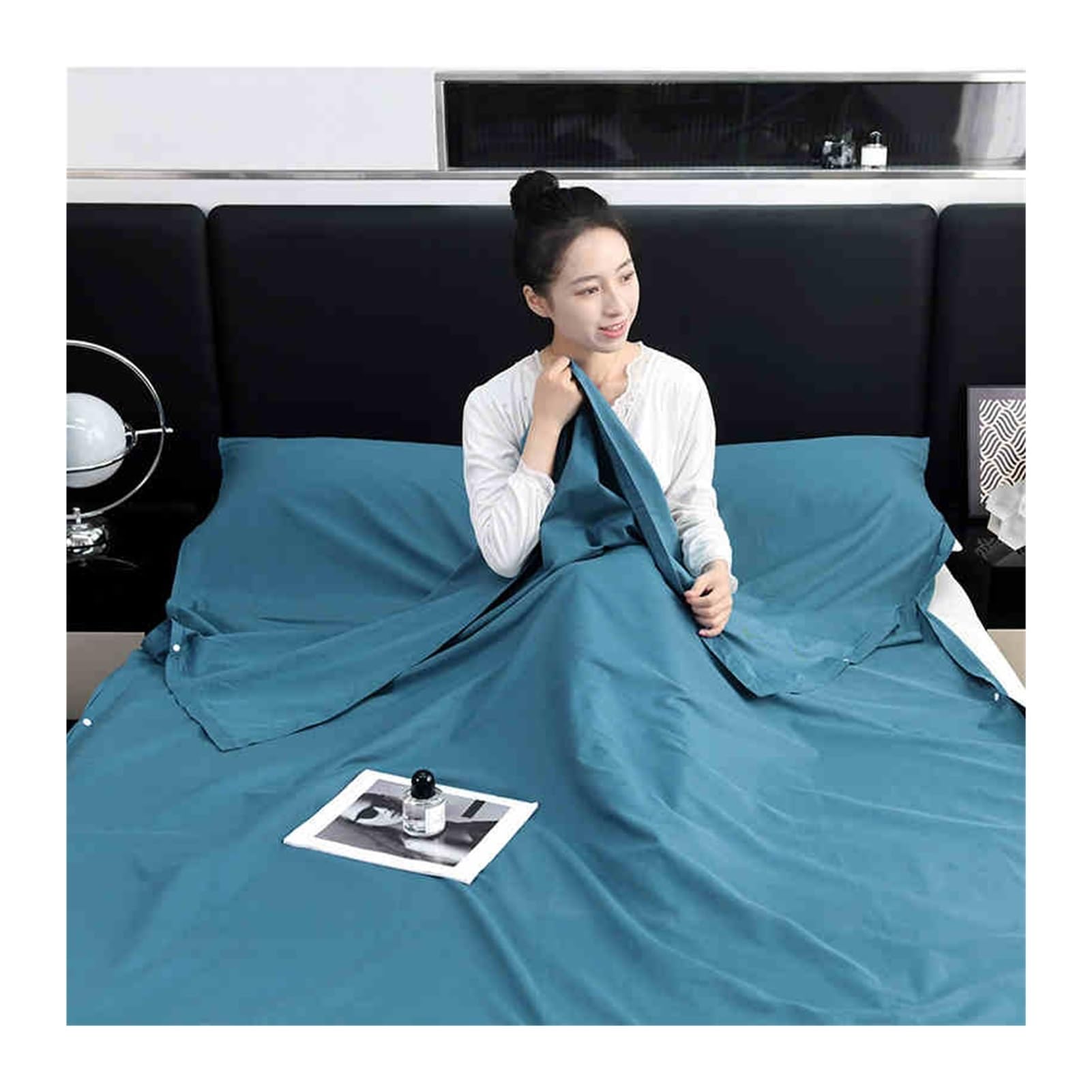 Drap de Sac de Couchage de Voyage Portable Simple Double Coton Doublure Sac de Couchage Idéal pour Auberges Refuges Voyage Hôtel Camping