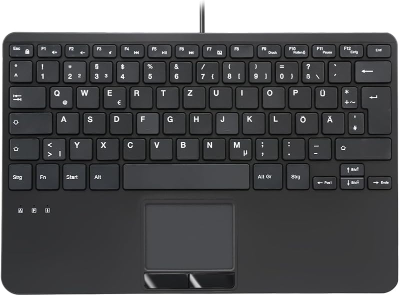 Perixx PERIBOARD-525 Mini USB Billentyűzet Beépített Touchpaddel - X-típusú Ollós Billentyűk - 2 USB Hub - Német Kiosztás - Windows 7/8/10/1