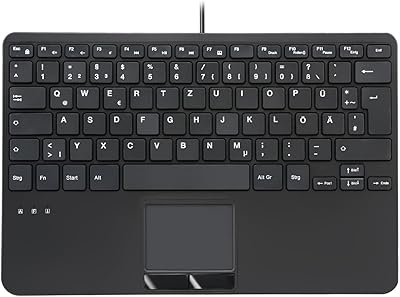 perixx PERIBOARD-525 H DE USB German Keyboard, QWERTZ Black USB Hub, Touch Surface