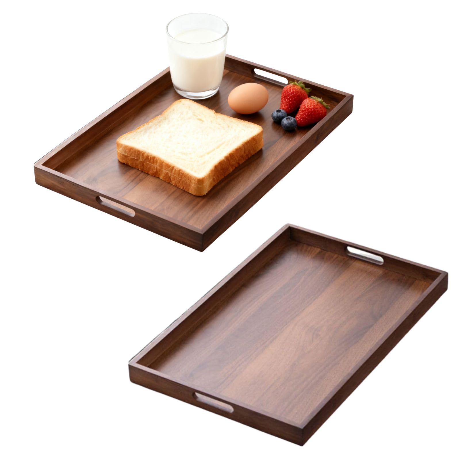 Plateau de service décoratif en bois d'acacia pour stabiliser vos verres sur ottoman