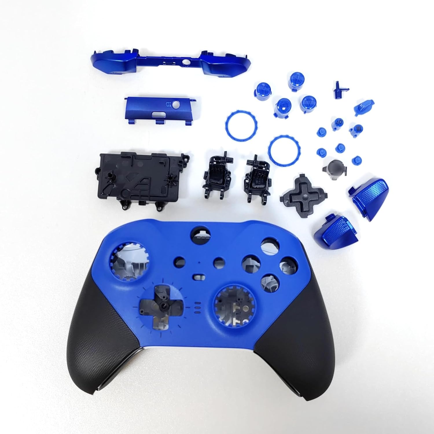 Replacement Housing Shell Kit for Xbox Elite Series 2 Core Controller, Full Shell Case Cover Set Faceplates Middle Frame ABXY LT RT Buttons LB RB Bumper Accessories Tools (Blue)