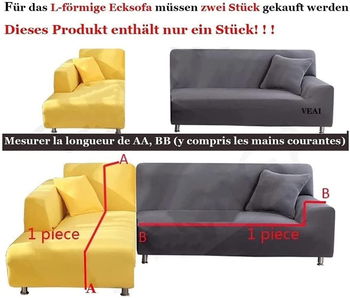Sofabezug,Sofabezug Ecksofa-Sofabezug Stretch Sofabezug mit festem Schaumstoffstab für 1/2/3/4 Sitzer（L-förmiges Ecksofa erfordert Zwei）