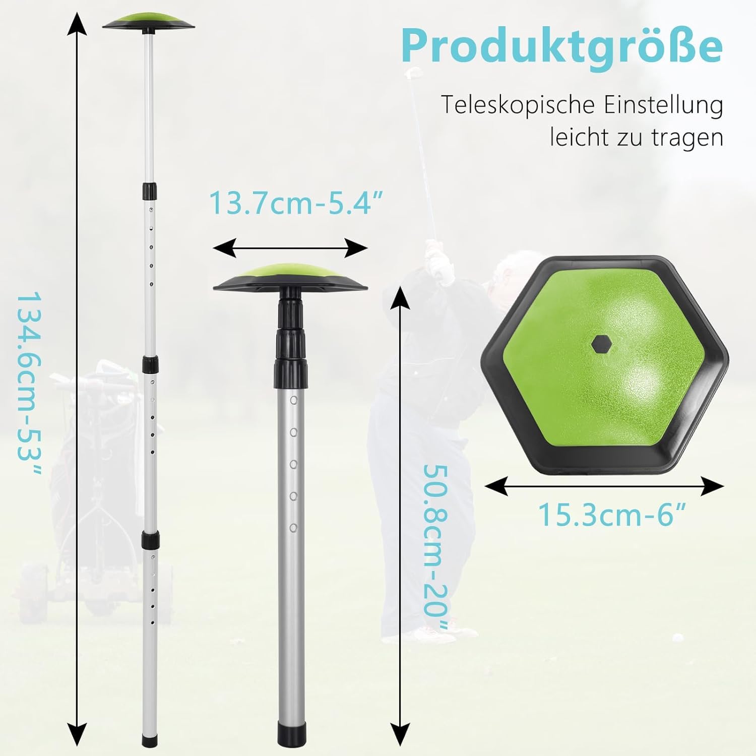 OUUTMEE Golf Reisetaschen Stützstange, Aluminium Golf Stützstange Sechseckig Schlagfestig Golf Reiseabdeckung Flexible Golf Club Travel Support Schutz Stick Bar