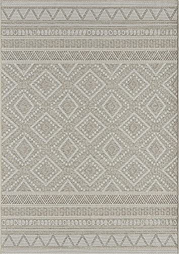 the carpet Calgary Outdoor Rug Heavy Duty Weatherproof UV Resistant for Balcony, Patio, Winter Garden, Kitchen or Dining Room, Beige, 120 x 160 cm