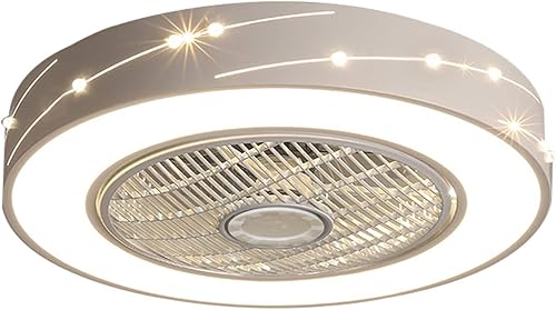DNYSYSJ Ventilador de techo moderno de 22 pulgadas con luz, montaje semiempotrado cerrado de perfil bajo, control remoto, 3 velocidades, 3 colores