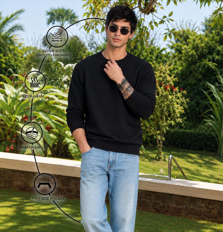 Image of Sleepynuts Men's Full Sleeve Round Neck Fleece Sweatshirt