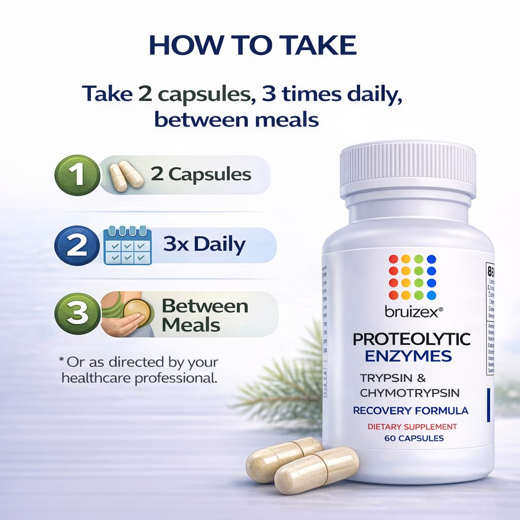 Bruizex Proteolytic Enzymes,Trypsin Chymotrypsin Recovery Supplement,60 Cap — Amazon image 6