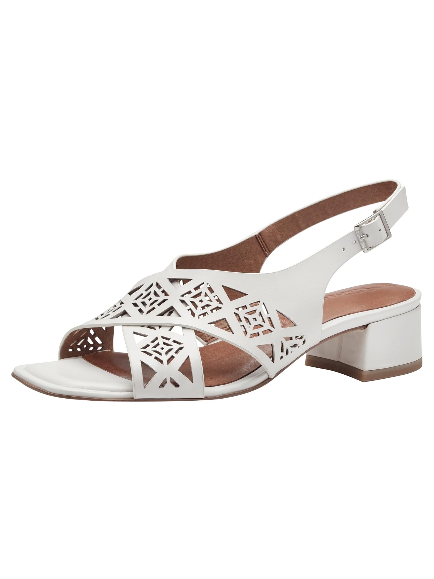 Tamaris Women’s sandal with block heel leather white 6.5 UK