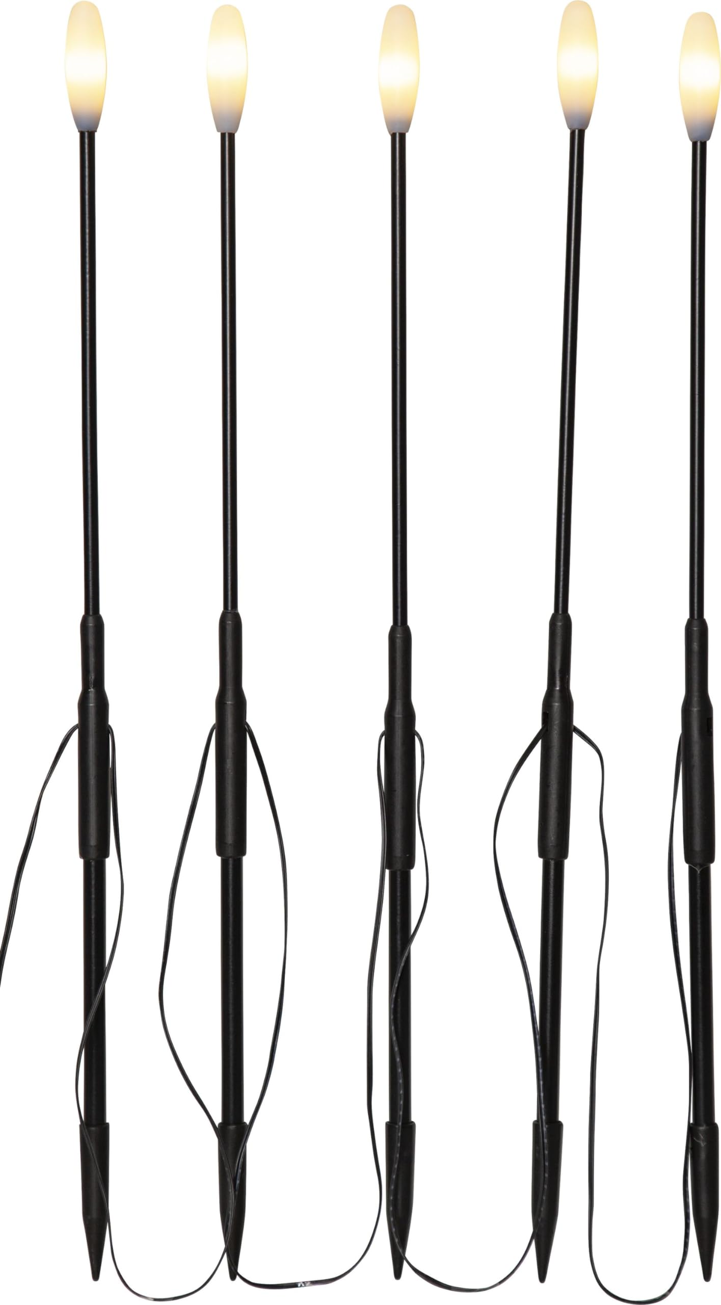 Star Trading LED Gartenstecker Milky warmweiß – 5er Set Lichterdeko Outdoor, Dekostäbe Schwarz-Weiß, ca. 50 cm, 5 m Zuleitung, inkl. Trafo