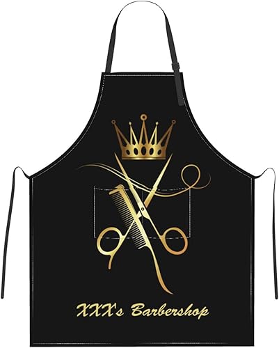 Miniatura 7 de Delantal de peluquería personalizado para hombres y mujeres, delantal de peluquería con texto personalizado con bolsillos, delantal ajustable