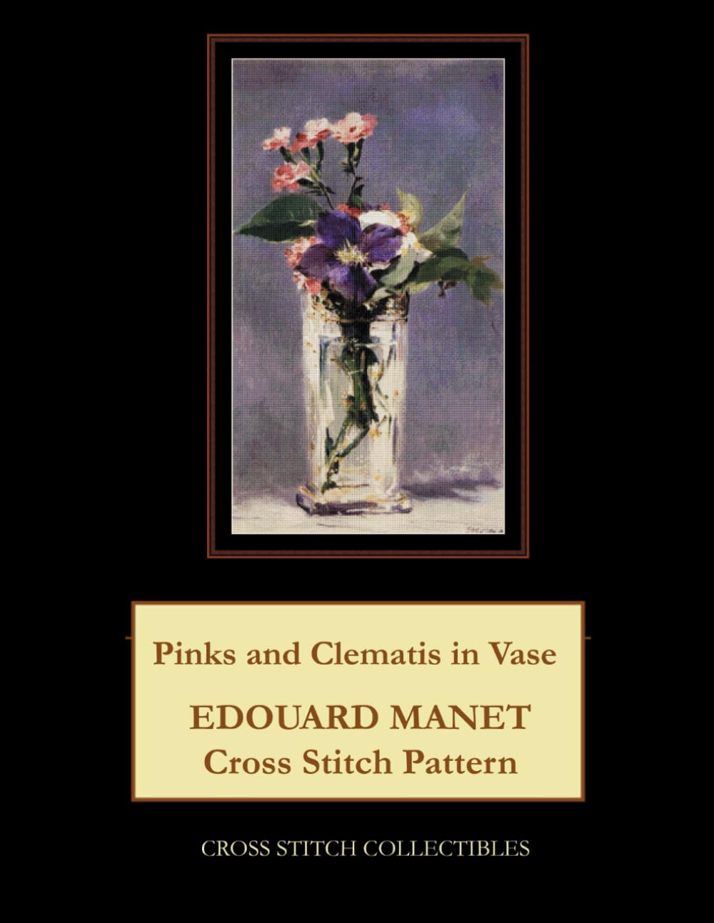 Pinks and Clematis in Vase: Edouard Manet Cross Stitch Pattern