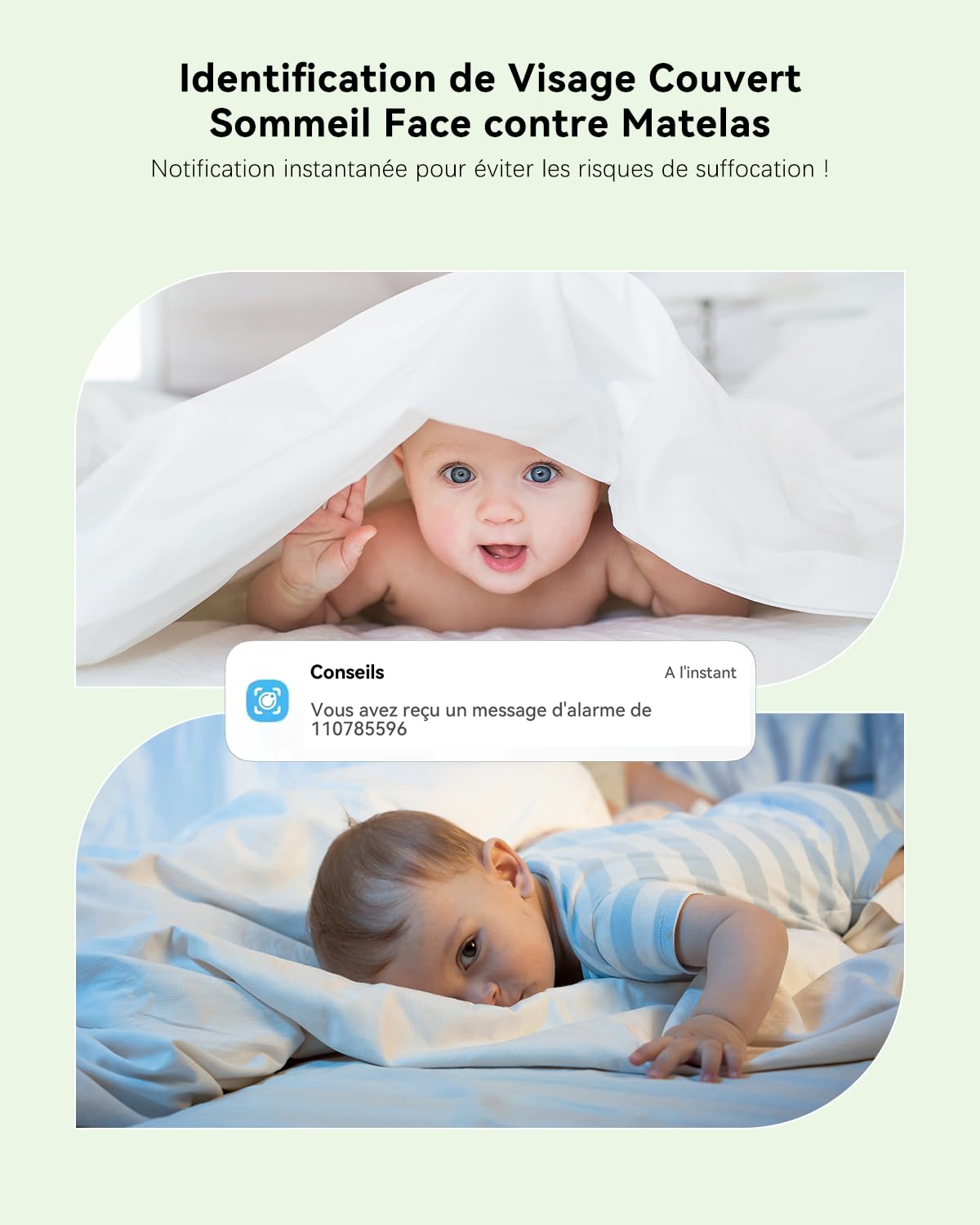 COCOCAM 2K 4MP IA Babyphone Camera avec 5'' Écran 2,4G/5GHZ WiFi | Détection Visage Couvert, Album Intelligent, Détection IA, Suivi Auto, Détection Pleurs, Encryptage, Vision Nocturne IR