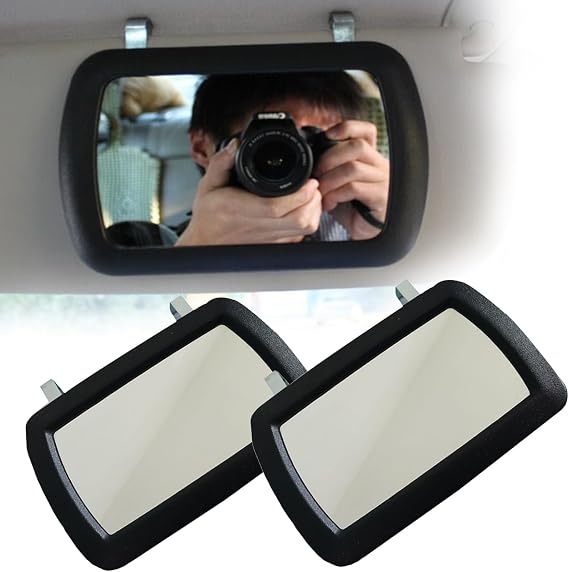 2 Pack Clip-On Visor Mirror,Car Sun Visor Mirror HD Vanity Visor Mirror Sun-Shading Cosmetic Mirror with Clips on Universal Car Interior Accessories,Suitable for Car,Truck,SUV