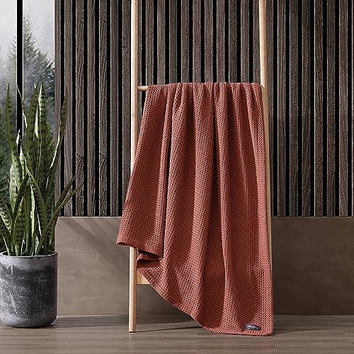 Edredón Eddie Bauer King de algodón naranja con diseño de gofres para cama 8
