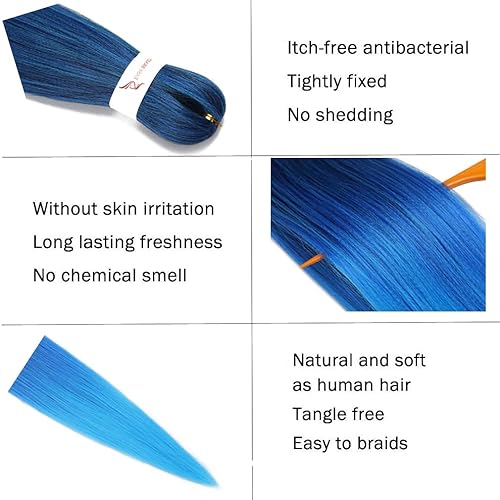 Miniatura 4 de Cabello trenzado preestirado de 26 pulgadas, 8 paquetes de extensiones de cabello trenzado profesional de fibra sintética de ganchillo, trenzas de