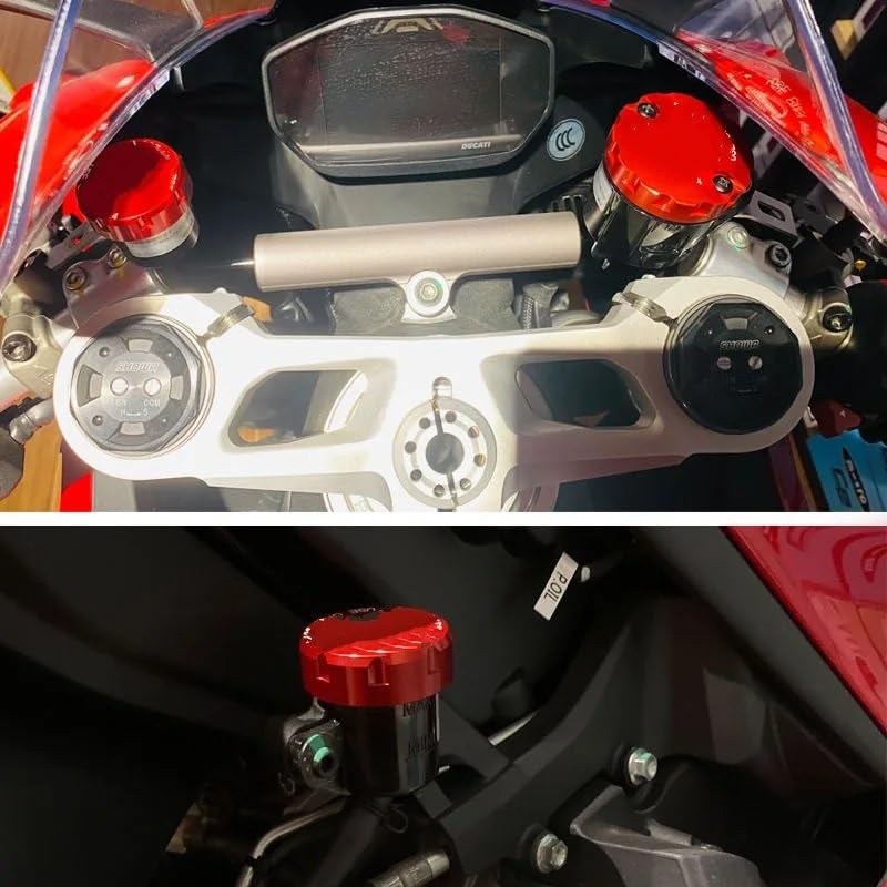 Bouchon de réservoir frein pour Ducati en aluminium anodisé or - 4