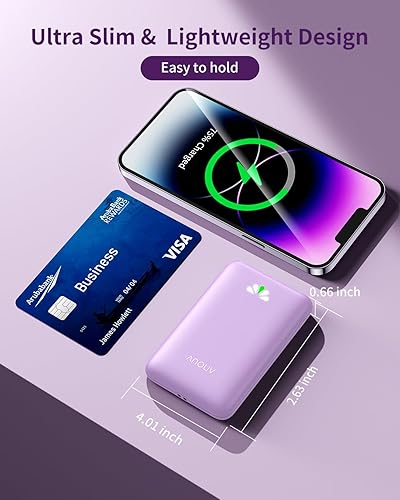 Miniatura 2 de ANOUV Cargador portátil Mini Power Bank 10000mAh, PD 22.5W de carga rápida, pequeña batería externa con PD 3.0 y QC 3.0, cargador de teléfono