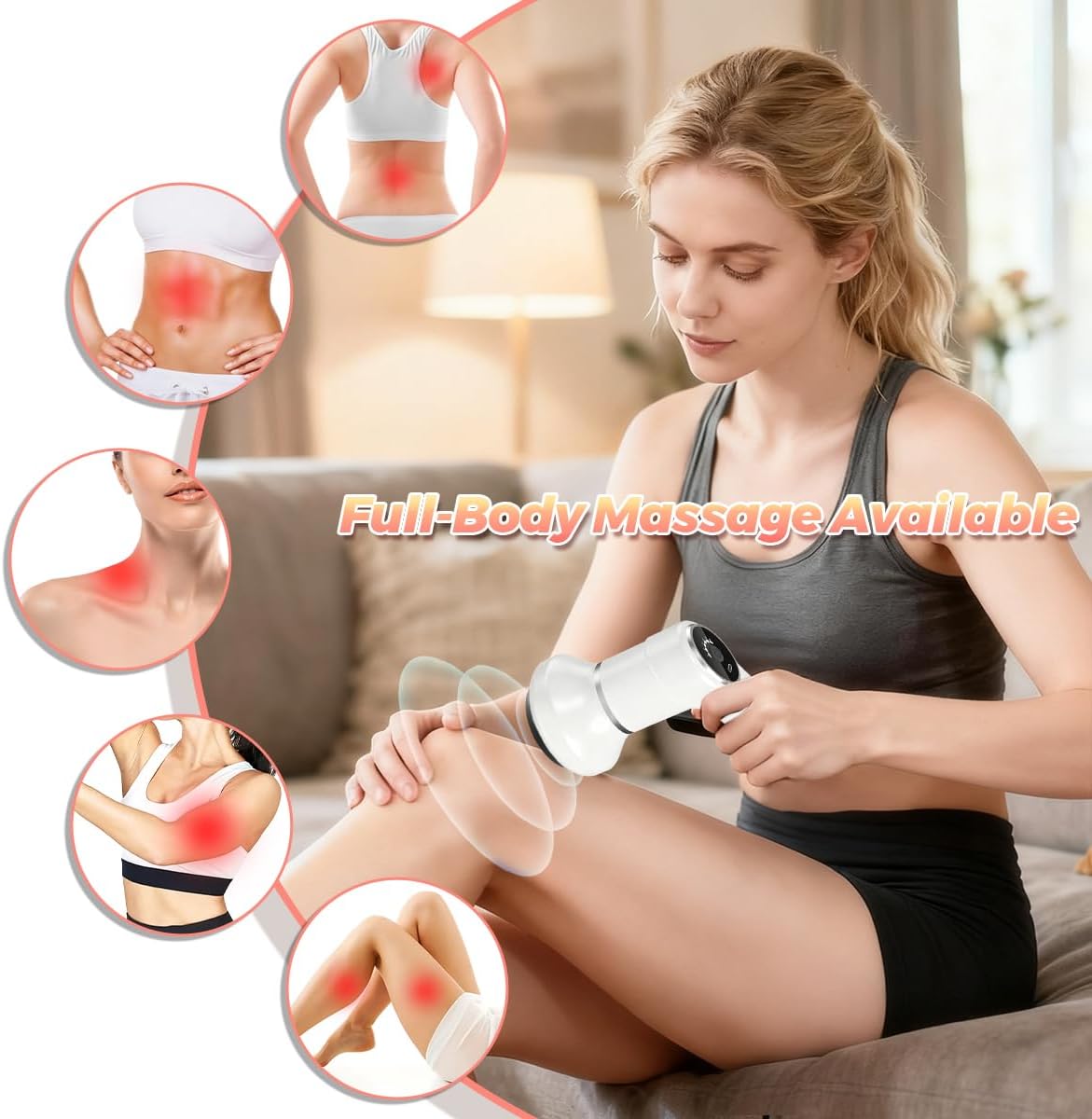 Joyzan Cordless Cellulite Massager, Handheld Body Massage Lymphatic Tool Mini Drainage Sculpting Machine Electric Rechargeable Portable Roller 6 Speeds 7 Heads Legs Thighs Butt Neck Belly Fat Arms