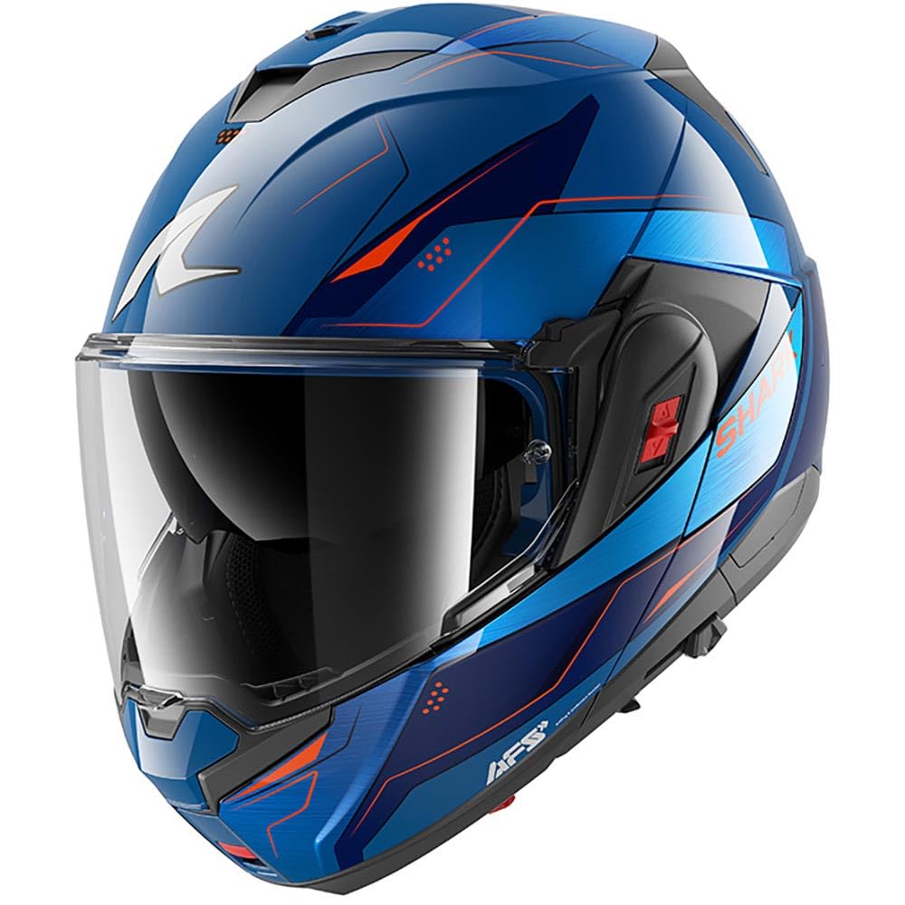 SHARK, Modularer Motorradhelm OXO MEKARIUM Blue Chrome Orange BUO, XS
