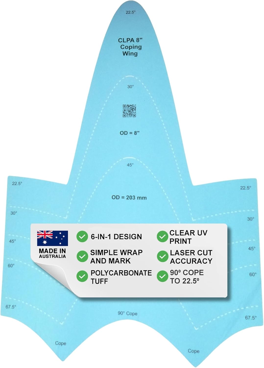 3" ID Coping Wing — Pipe Saddle Template and Notcher | 22.5°–90° | Pipe Notcher Tool for Pipefitters and Welders | Made in Australia