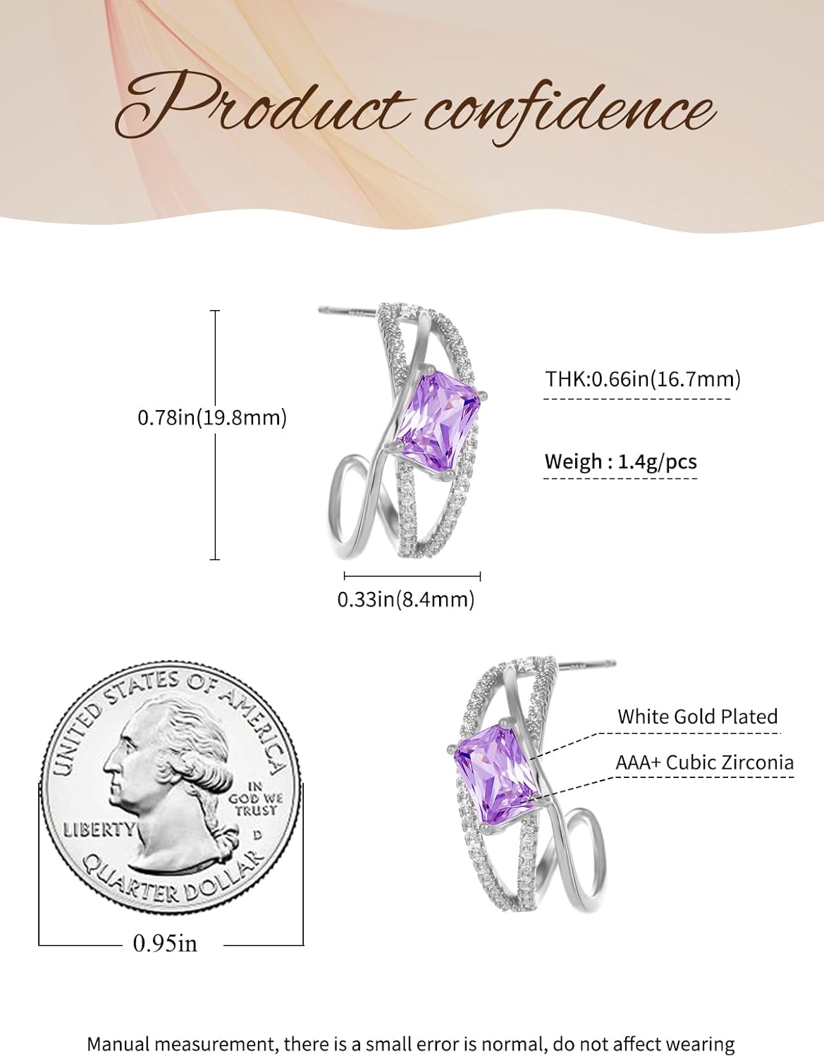 14K Gold Plated Cubic Zirconia Hoop Earrings for Women Jewelry - Image 3